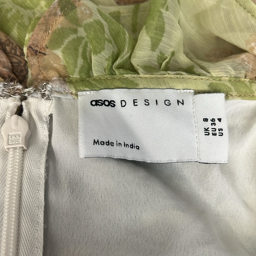 ASOS Design Ruffle Cut Out Off The Shoulder Maxi Dress Hi Lo Hem Size 4 New - Picture 7 of 7